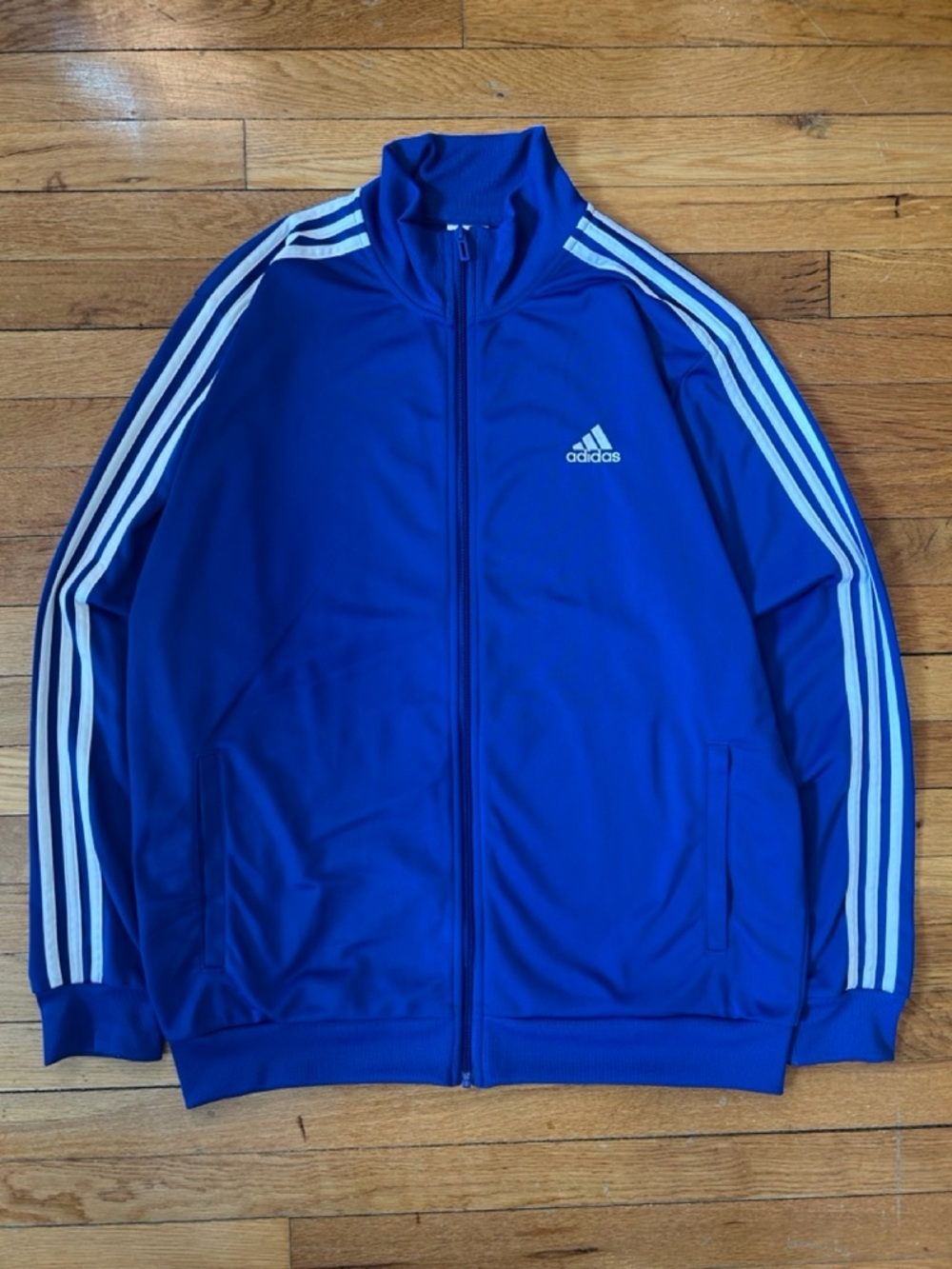 Adidas Blue Men's 3-Stripe Tricot Track Jacket Men's Large